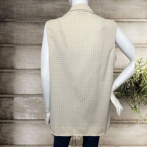 Vintage 70’s Cream Ivory Polyester Sleeveless Cardigan Vest Sz XL - Picture 4 of 6